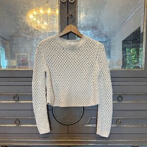 One Grey Day Mesh Knit Sweater Size Small Cotton